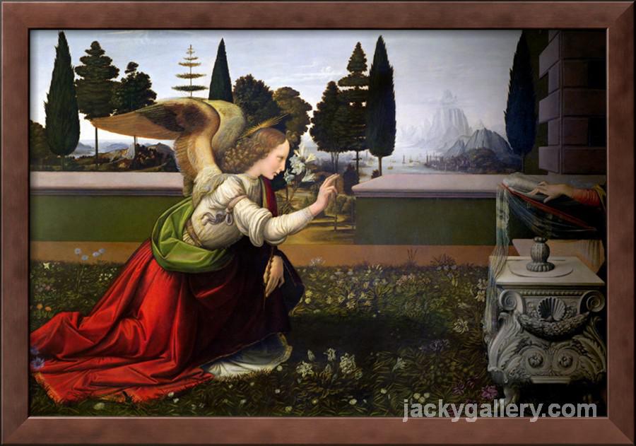 Angel Gabriel, from the Annunciation, 147 75 Detail, Leonardo Da Vinci's high quality hand-painted oil painting reproduction